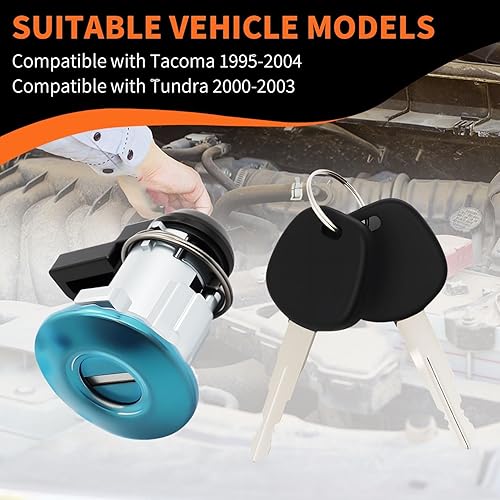 Miniatura 4 de Cilindro de cerradura de puerta de combustible y llaves compatibles con Tacoma Tundra 1995-2004 69058-35140 69058-26030 69058-34020 Cerradura de