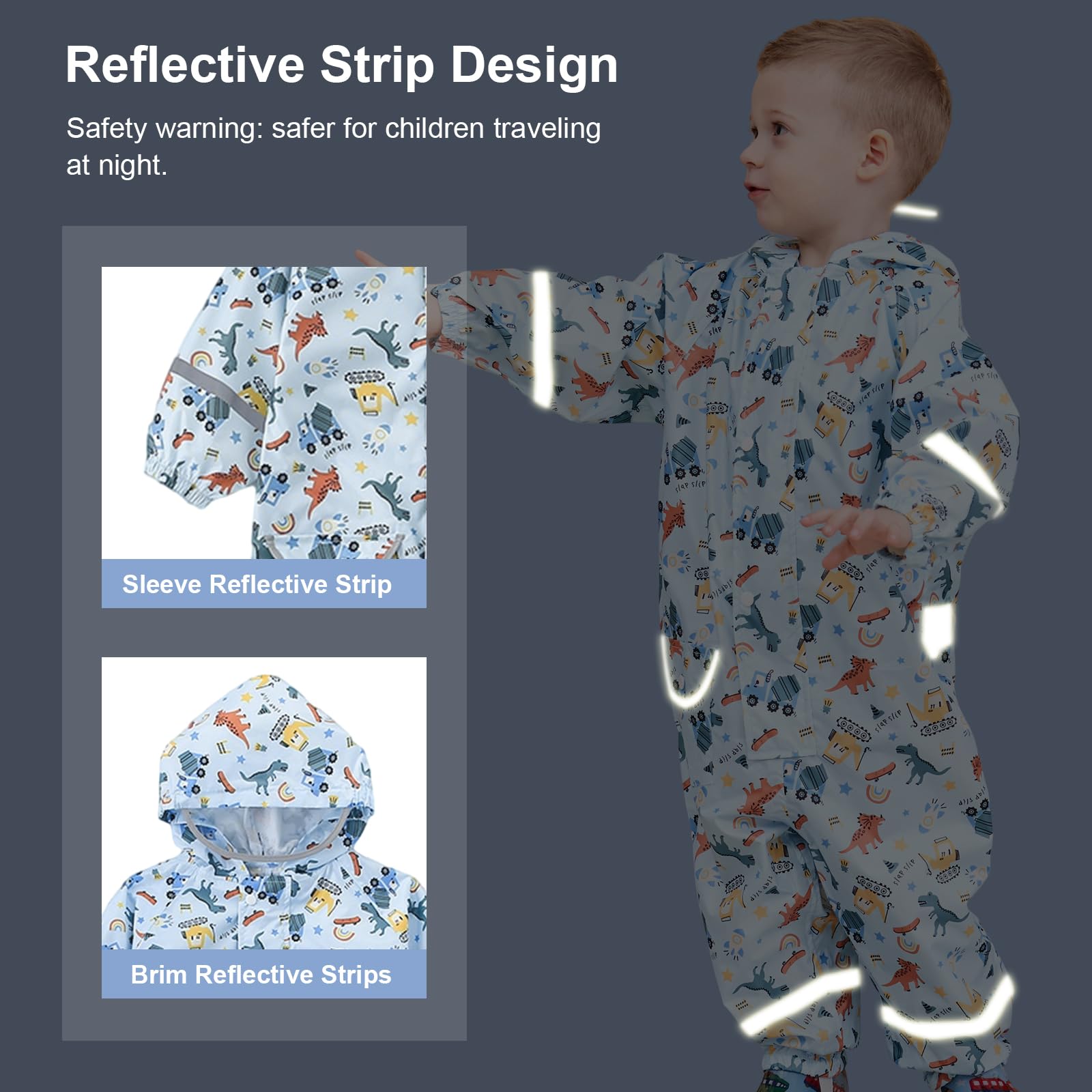 Traje de Lluvia Niños Niñas Chubasquero de Una Pieza Niños Mono Impermeable Transpirable Poncho de Lluvia Ligero Traje de Barro Cremallera Ropa de Lluvia 1-10 Años