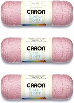 Caron Simply Soft Solids Yarn 4 Medium Gauge 100٪ أكريليك - 6 أونصات - وردي - يغسل الجهاز ويجف H970039719