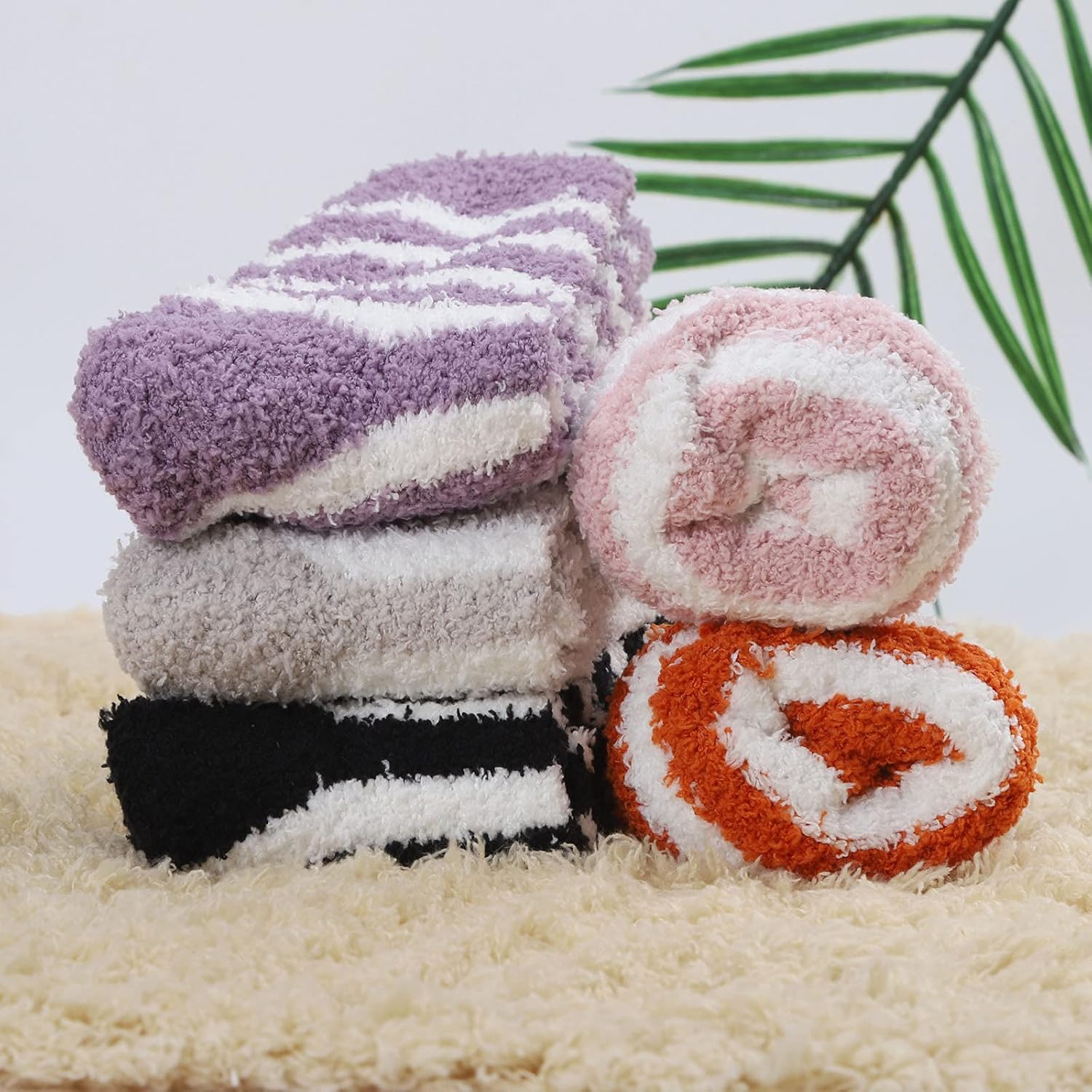 Fuzzy Socks for Women, Soft Fluffy Socks Thick Cozy Plush Socks Christmas Socks for Women 5 Pairs - Image 3