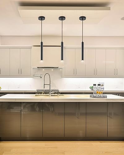 Miniatura 2 de UPZXKJ Colgantes LED modernos negros, regulables de 10 W, lámpara colgante de cilindro de aluminio para isla de cocina, mostrador de bar,