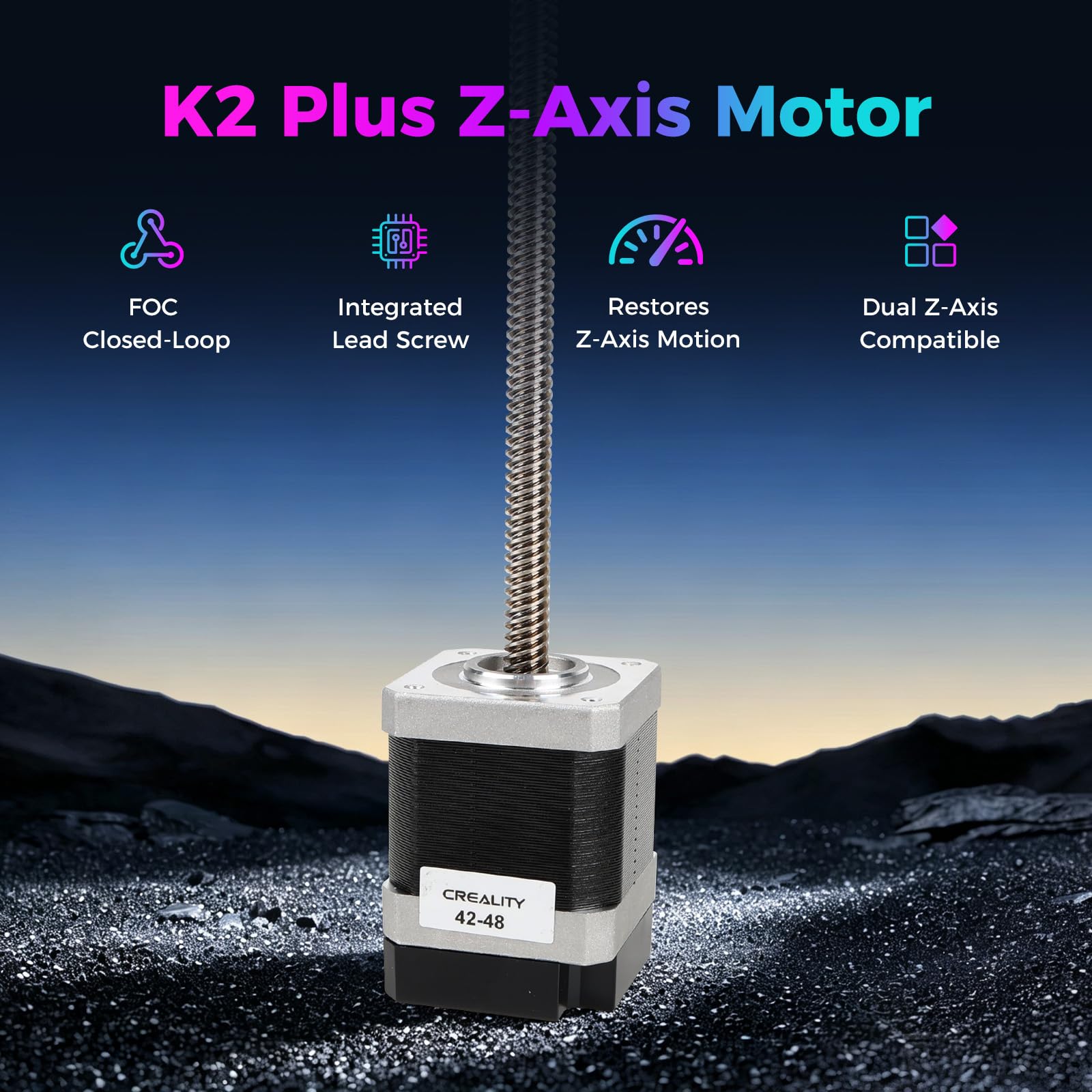 Creality Kit de motor oficial de eje Z K2 Plus, motor paso a paso original 42-48 con tornillo de plomo integrado, repuesto de motor de tornillo de plomo de bucle cerrado Z-Axis FOC para impresora 3D