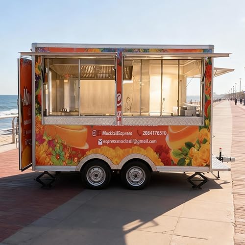 12ft Food Cart for Business Compact Trailer Design - Entry Level Coffee Trailer and Snack Cart Solution with Galvanized Steel Frame