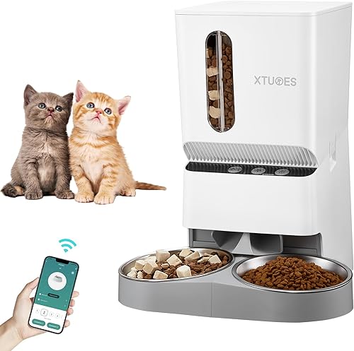 Comederos automáticos para gatos, dispensador automático de alimentos para gatos con doble tolva con preservación de frescura, comederos