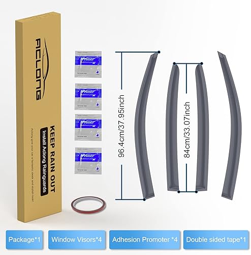 Miniatura 9 de ACLONG Protectores de lluvia ahumados aptos para Honda Accord 2013-2017, visera lateral inastillable para ventana, deflectores de ventana, juego de