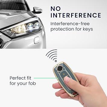 kwmobile Key Cover Compatible with Nissan 3-Button Ariya B6 B9 X-trail T33 Qashqai - Car Key Fob Case Protector - Blue/Gold