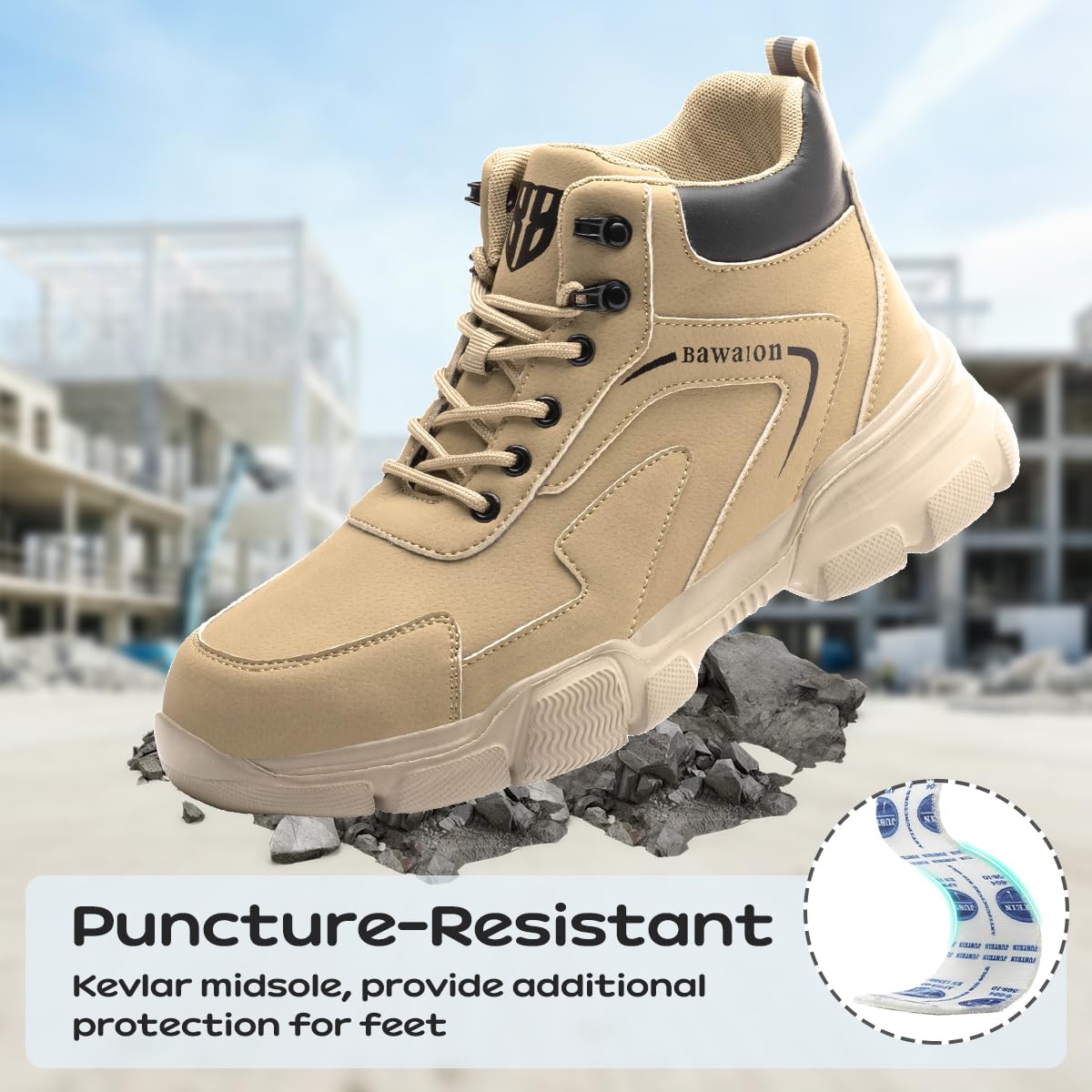 Chaussures de Sécurité Hommes Femmes Montante, Imperméable Bottines de Sécurité avec Embout en Acier Légère Antidérapant Bottines de Travail