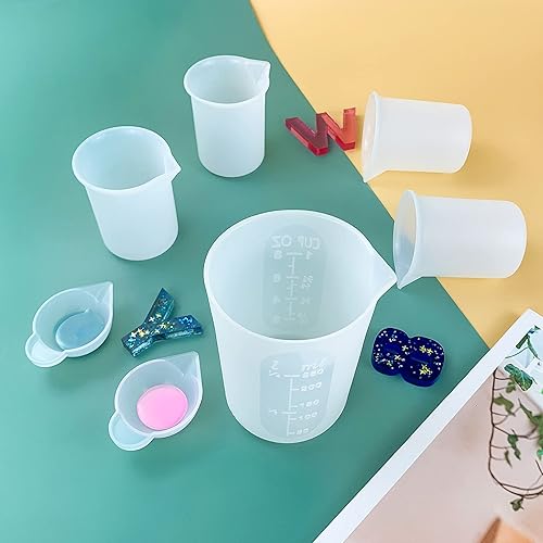Miniatura 6 de Kit de 7 tazas medidoras de silicona, 1 vaso de silicona de 8.5 fl oz, 4 tazas antiadherentes de 3.4 fl oz, 2 dispensadores de moldes de silicona de