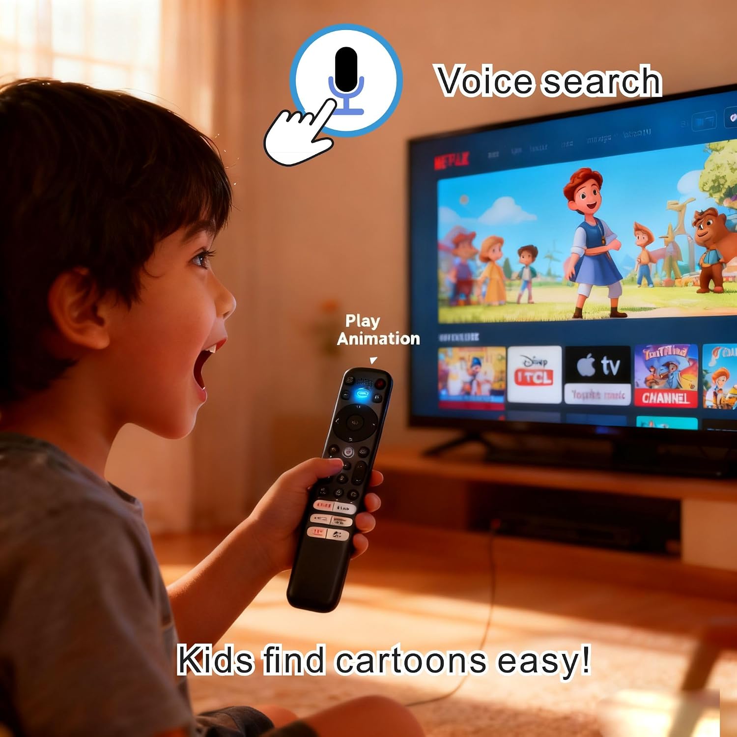 Smart Voice Replacement for TCL TV Remote, Motion Backlit, Voice, Compatible wih TCL Goolge, Android TV, Universal, 1 Year Warranty