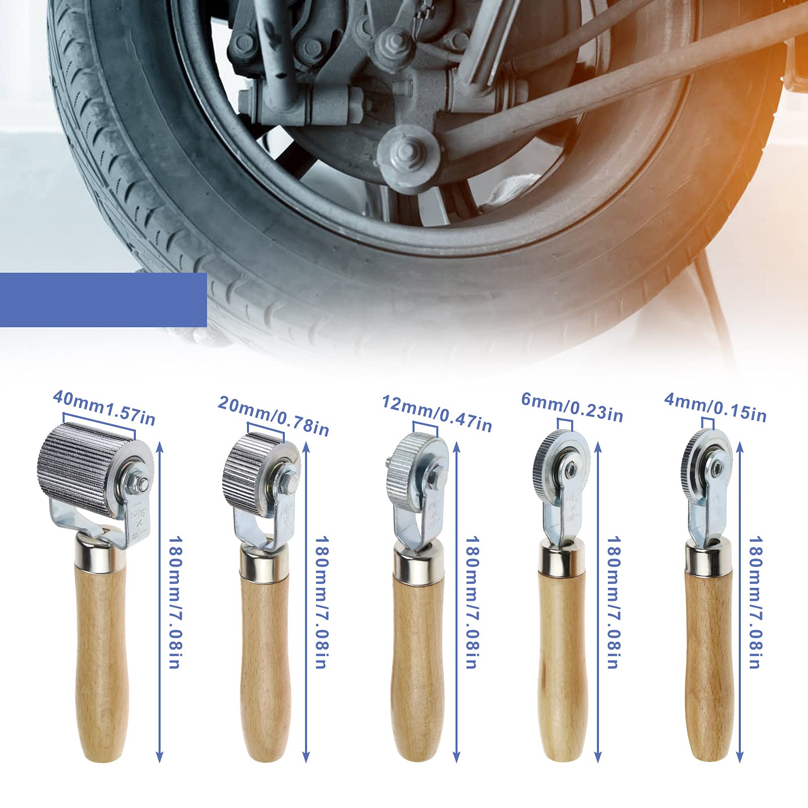 The Lord of the Tools Lot de 5 outils de montage en métal pour voiture avec poignée en bois 4 mm 6 mm 12 mm 20 mm 40 mm