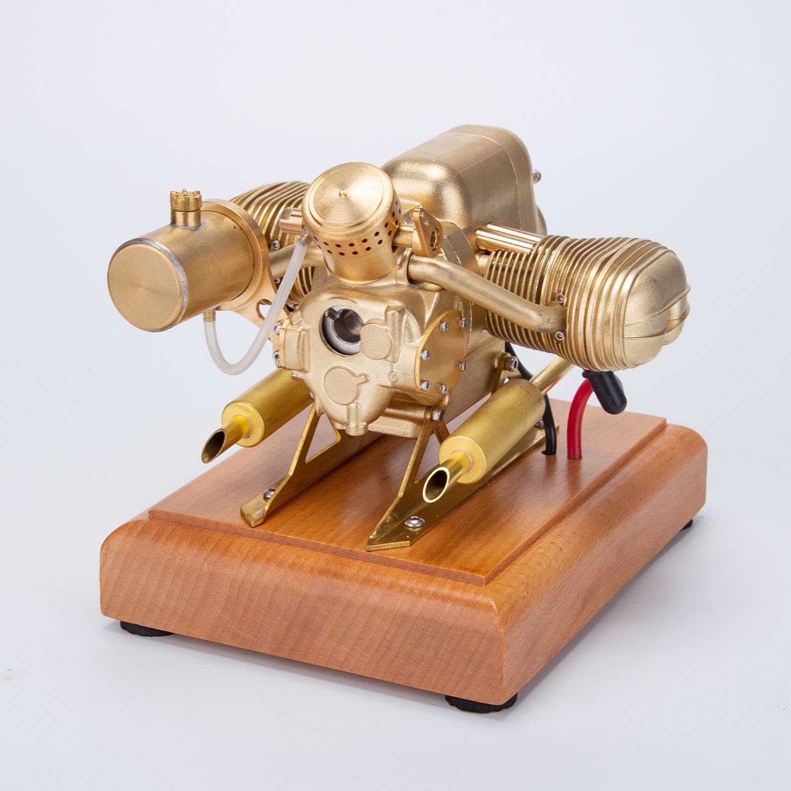 Joytopiaminds Dampfmaschinen-Modellbausatz, 3,2cc Mini Flach-Zweizylinder Viertakt-Benzinmotor für Motorradmodelle, Wissenschaftsexperimente Bildung und Display für Erwachsene
