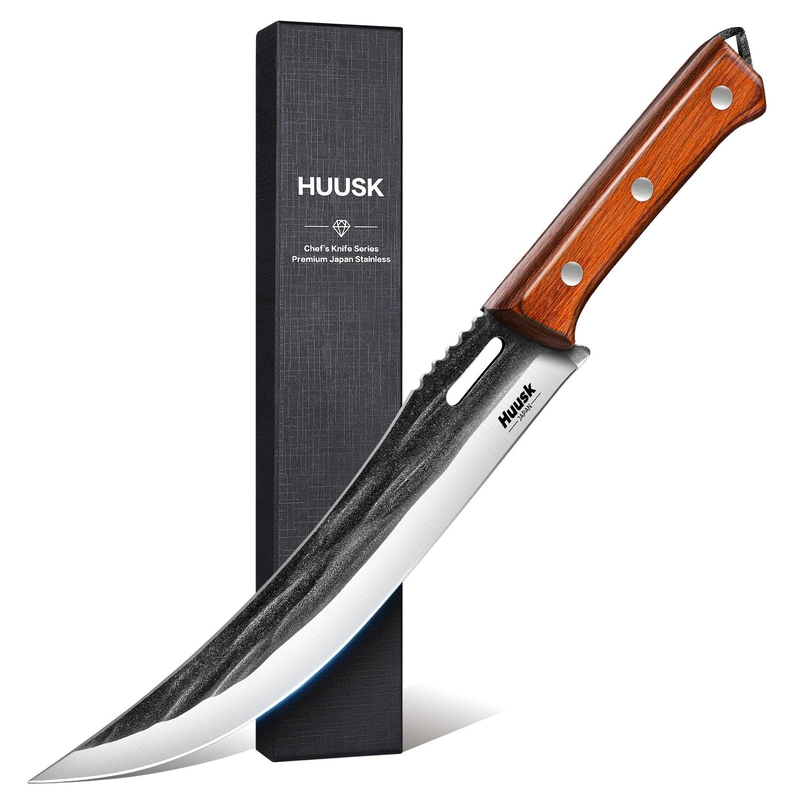 Huusk Japanese High Carbon Steel Carving Knife with Ergonomic Handle