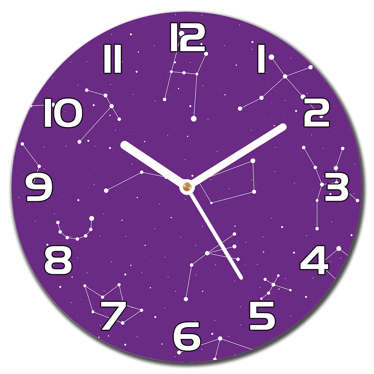 Horloge en verre 30 cm Sky Night aiguilles blanches salon moderne