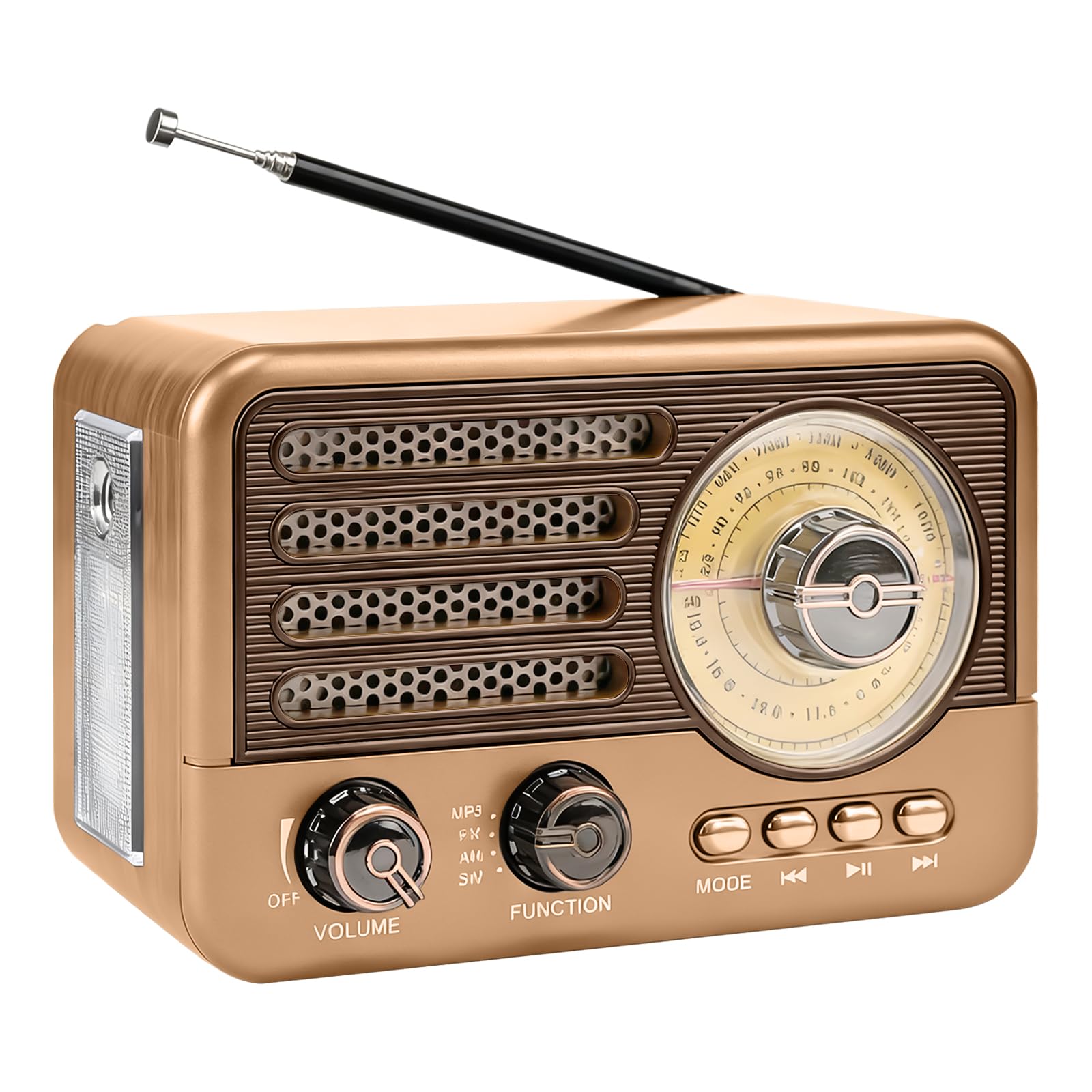 Radio Rétro Portable, Radio AM/FM/SW Nostalgique, Radio de Cuisine Portable avec Haut-Parleur Bluetooth, Compatible USB/TF/AUX, Radio Valise pour la Maison Le Bureau et Les Activités de Plein air