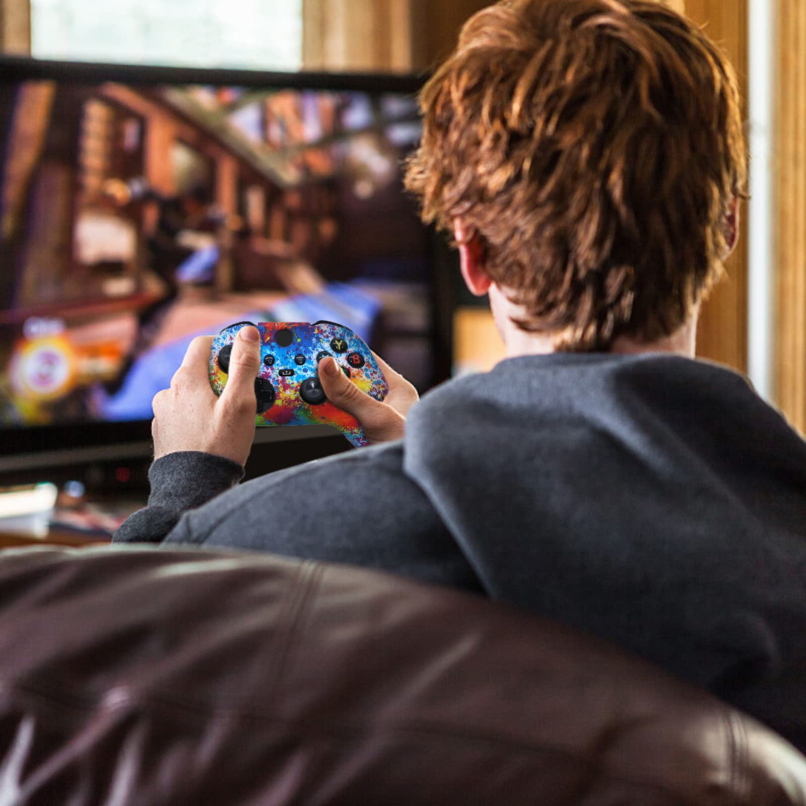 Jusy do kontrolera Xbox Series X/S, miękkie silikonowe etui, odporne na pot, antypoślizgowe etui, zestaw akcesoriów ochronnych, pyłoszczelna skórka do Xbox Series X/S, z 10 uchwytami na kciuki