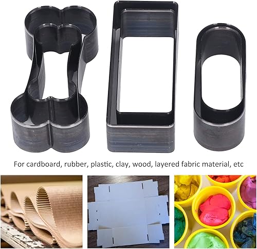 Miniatura 3 de Troquel de corte de cuero, troquel de corte de cuero, 6 piezas de troqueles de corte de cuero herramienta de corte hueco rectángulo ovalado forma de
