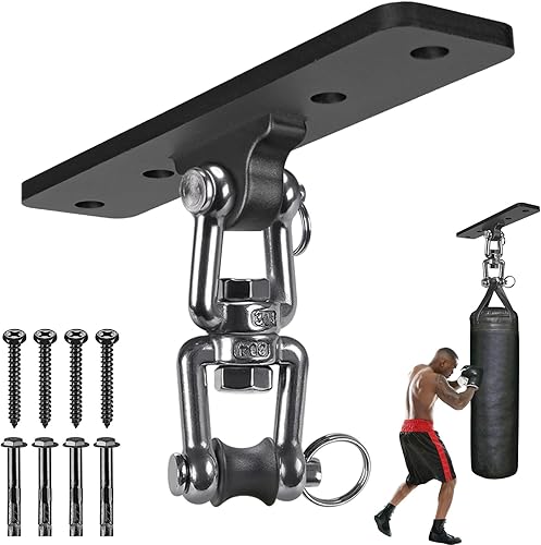 Miniatura 11 de Kipika Colgador de pared para bolsa pesada, soporte giratorio para bolsa de boxeo resistente para gimnasio en casa, longitud ajustable para bolsa de