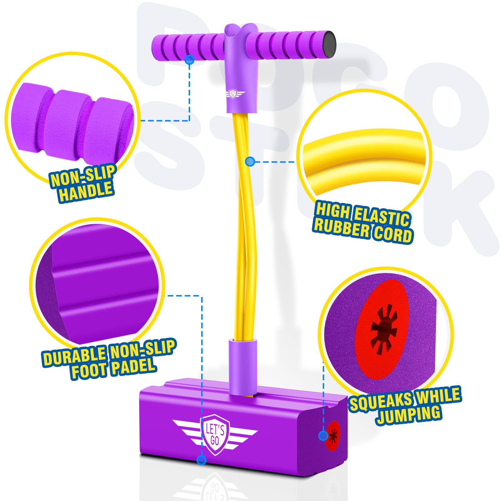 CUUGO LET'S GO! CG Foam Pogo Jumper for Kids, Toys for 3-12 Years Old Boys Girls Pogo Stick Outdoor Toys Gifts for 3-12 Year Old Boy Girl Fun Toys Christmas Birthday Gifts Stocking Stuffers(Purple) 2