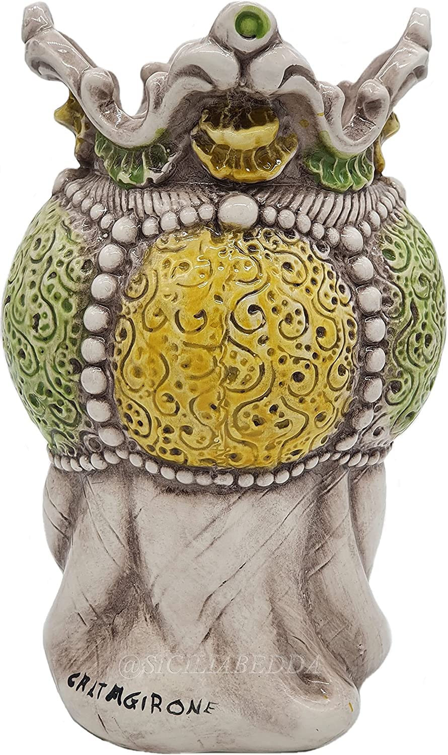 sicilia bedda - Sycylijskie główki morza z ceramiki Caltagirone - wykonane całkowicie ręcznie - wysokość 18 cm (para głów zielonego morca)