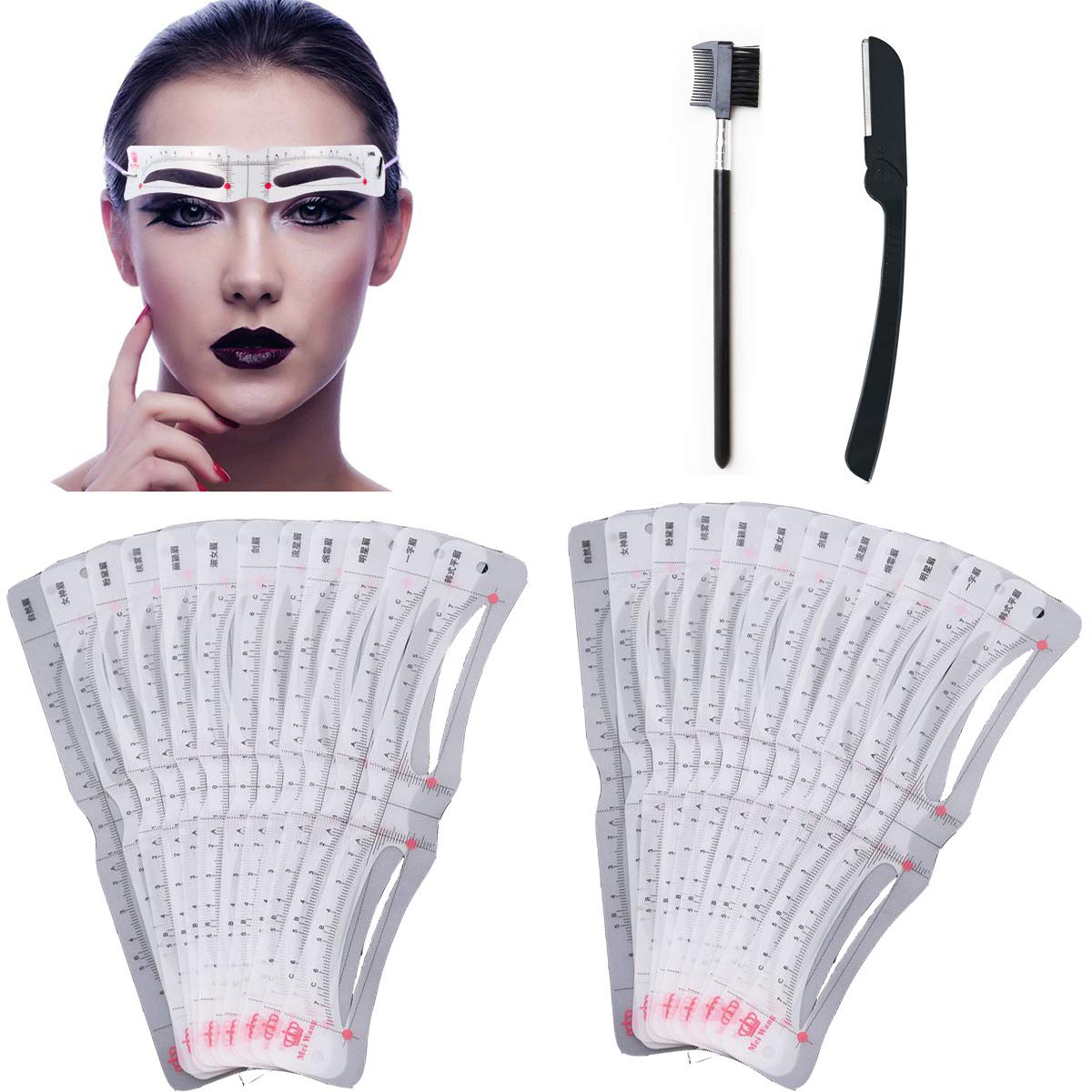 Eyebrow Stencil, 26 PCS Eyebrow ruler Set, Reusable