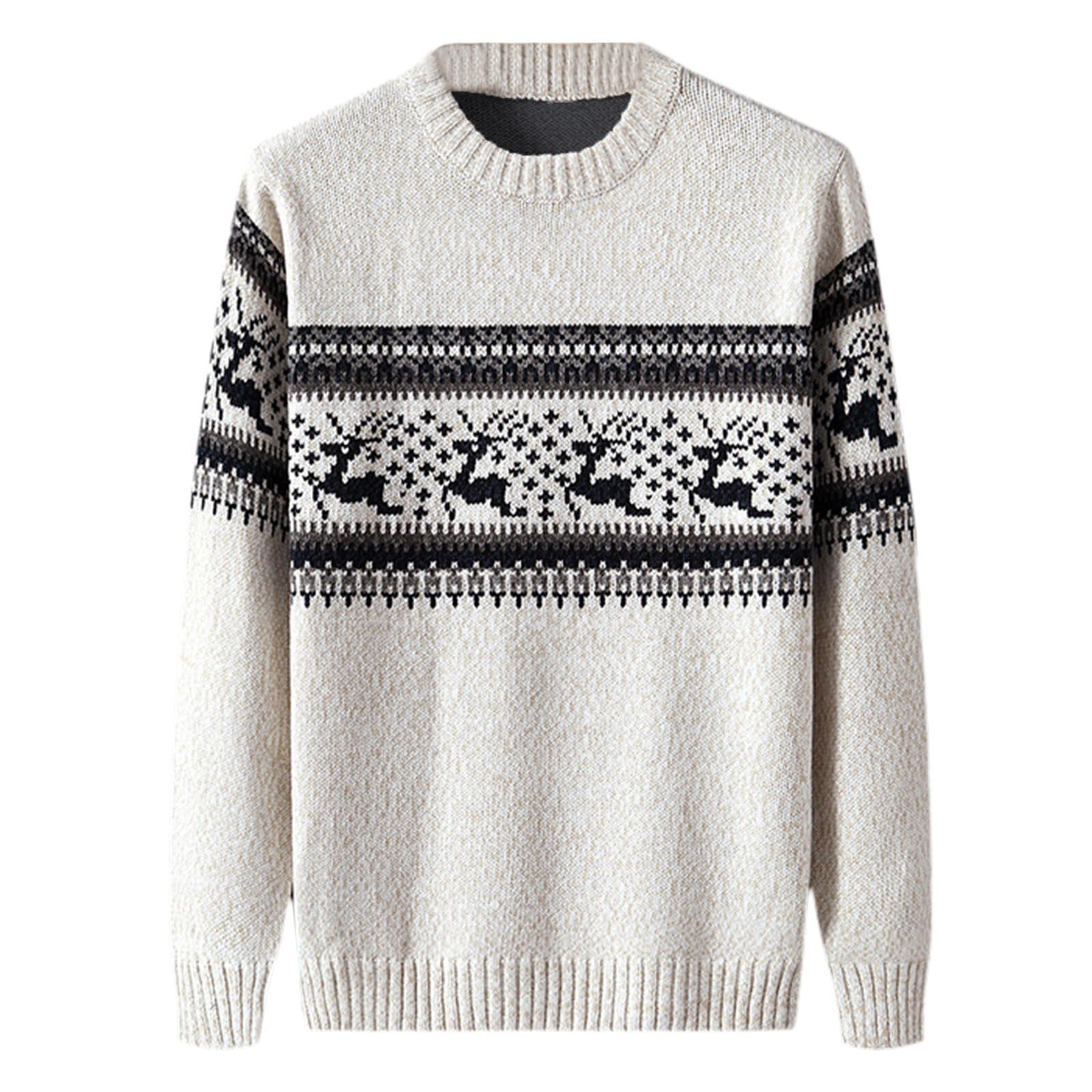 Maglione Natale Uomo, Maglia Natale Uomo Maglione Natale Divertente Pullover da Uomo con Motivo Alce Merry Christmas Sweater Ugly Maglione Natalizio Coppia Maglione Festa Natale