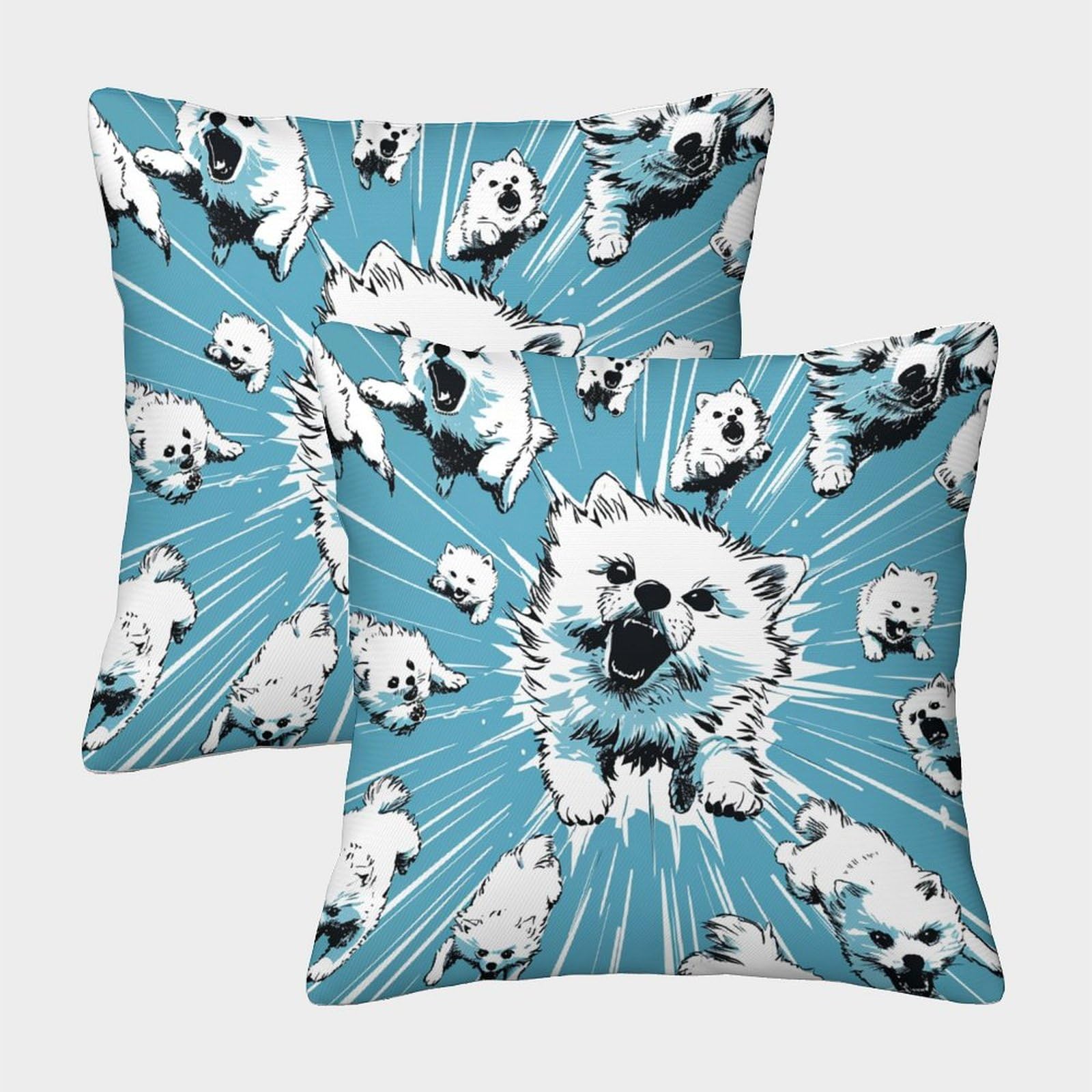 BARDYS Samoyed Throw Pillow Homeware Cushions with Invisible Zipper Decorative Set of 2 for Living Room Sofa 50x50cm