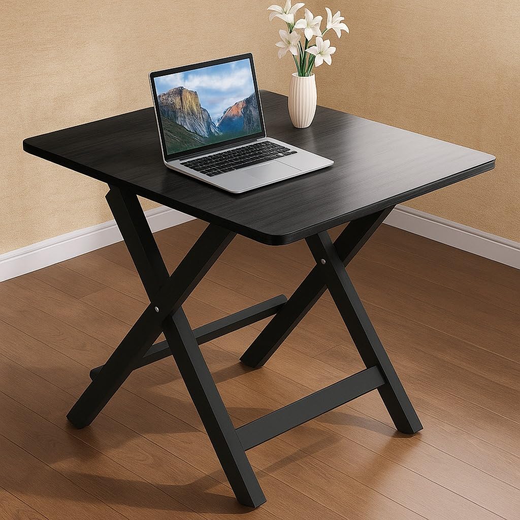 Wood Foldable Dining Table Compact Design | Wooden Folding Dining Table | Wooden Multipupose Folding Table for Home & Office Pre-Assembled (Black)(L*80,B*80,H*75) cm.-image-21