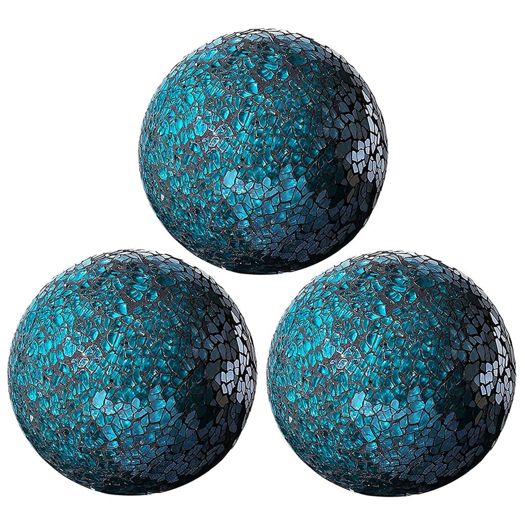 MERIGLARE Esfera de Mosaico Bolas de 8 cm Artículos para el hogar Centro de Mesa Juego Orbes Decorativos Bola Decorativa Globo para Adornos Mesa de Centro - Azul 3 Piezas