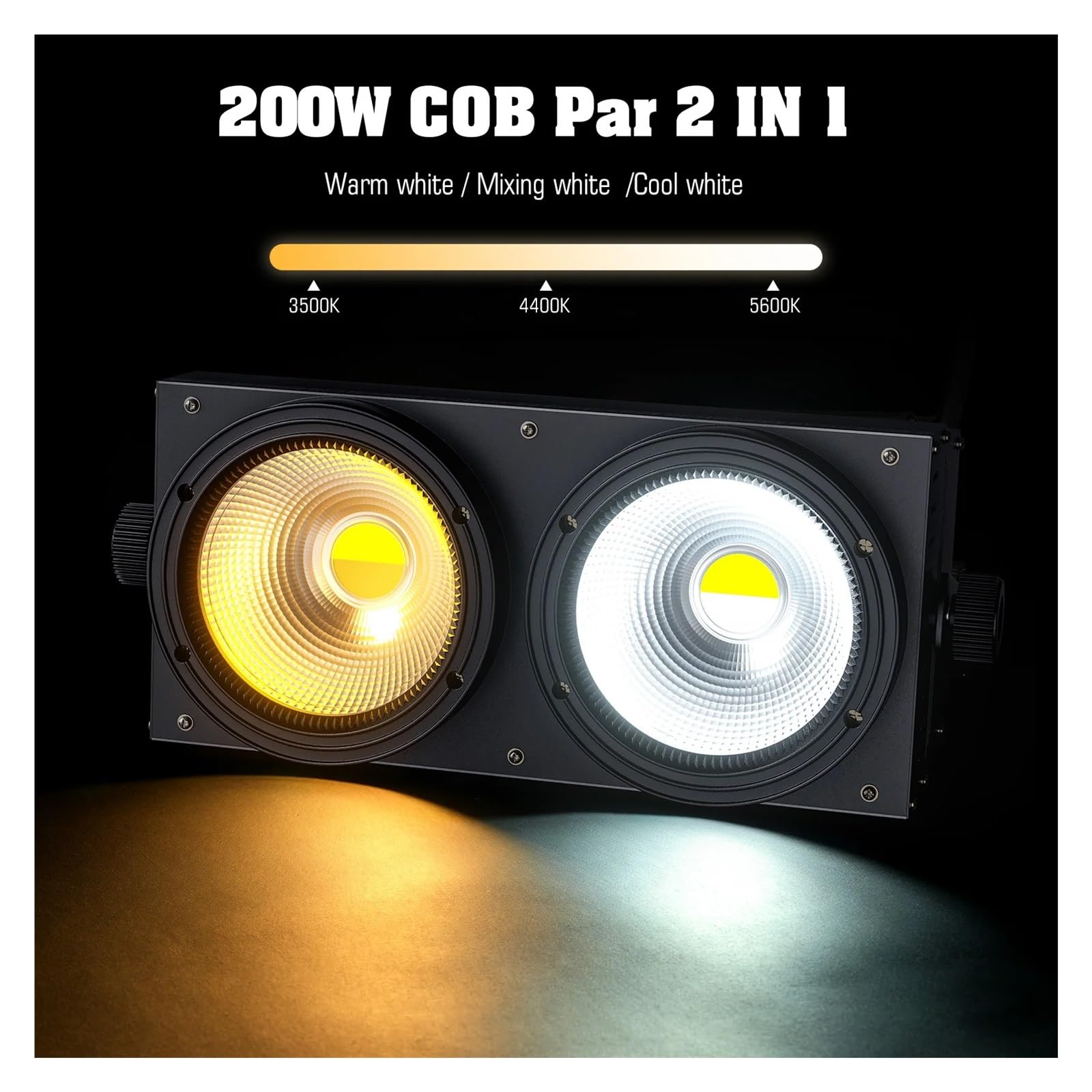 4szt. 200W COB Par Light 2x100W Blinder Lighting, 2 oczy LED 2w1 Cool Warm White Party Bar DMX Stage,Wysoka czułość