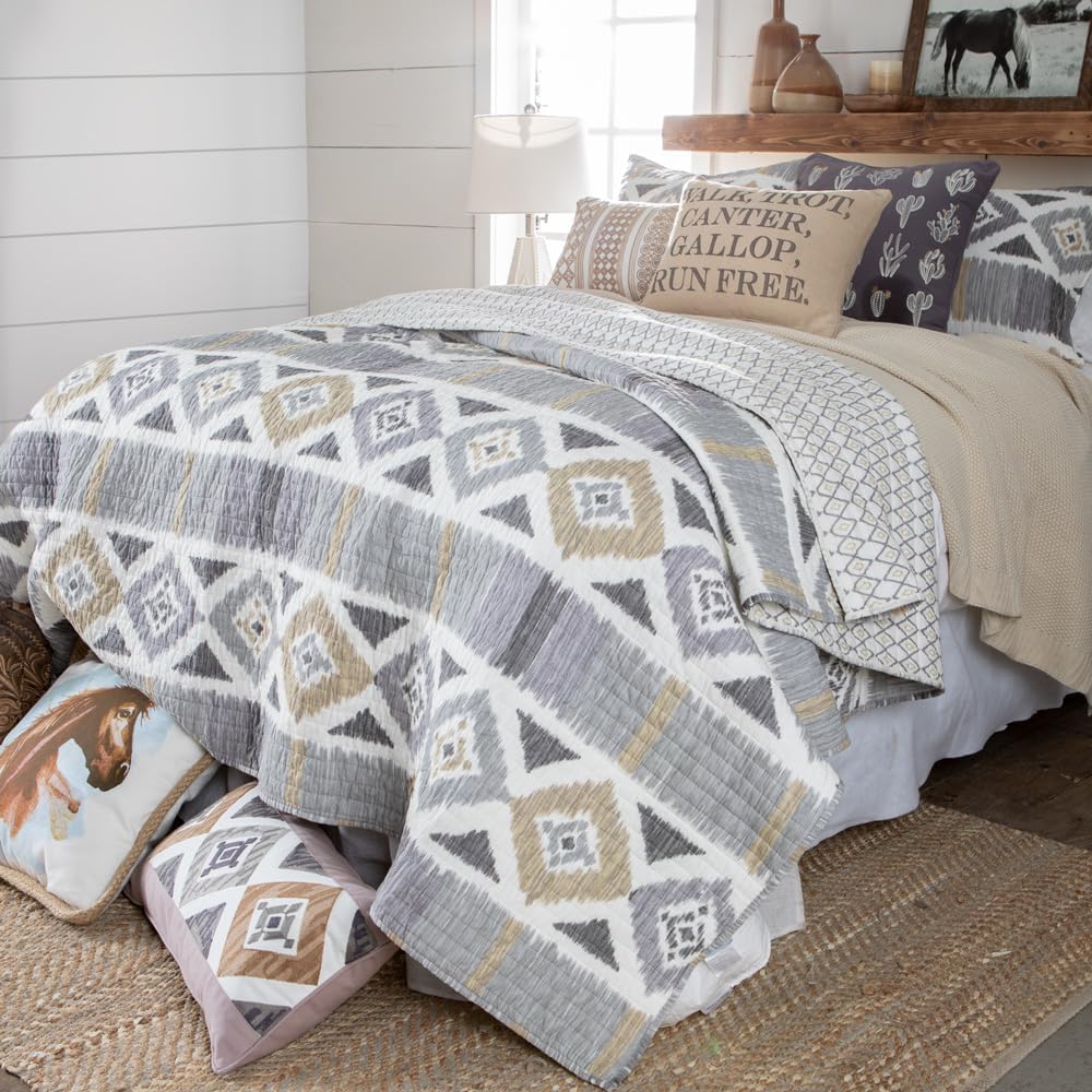 Rod's - Walk Trot Canter (Decorative Pillow) - Traditional Southwest Neutral - Grey Tan White - Pillow Size (24x12in) - Cotton with Polyester Fill