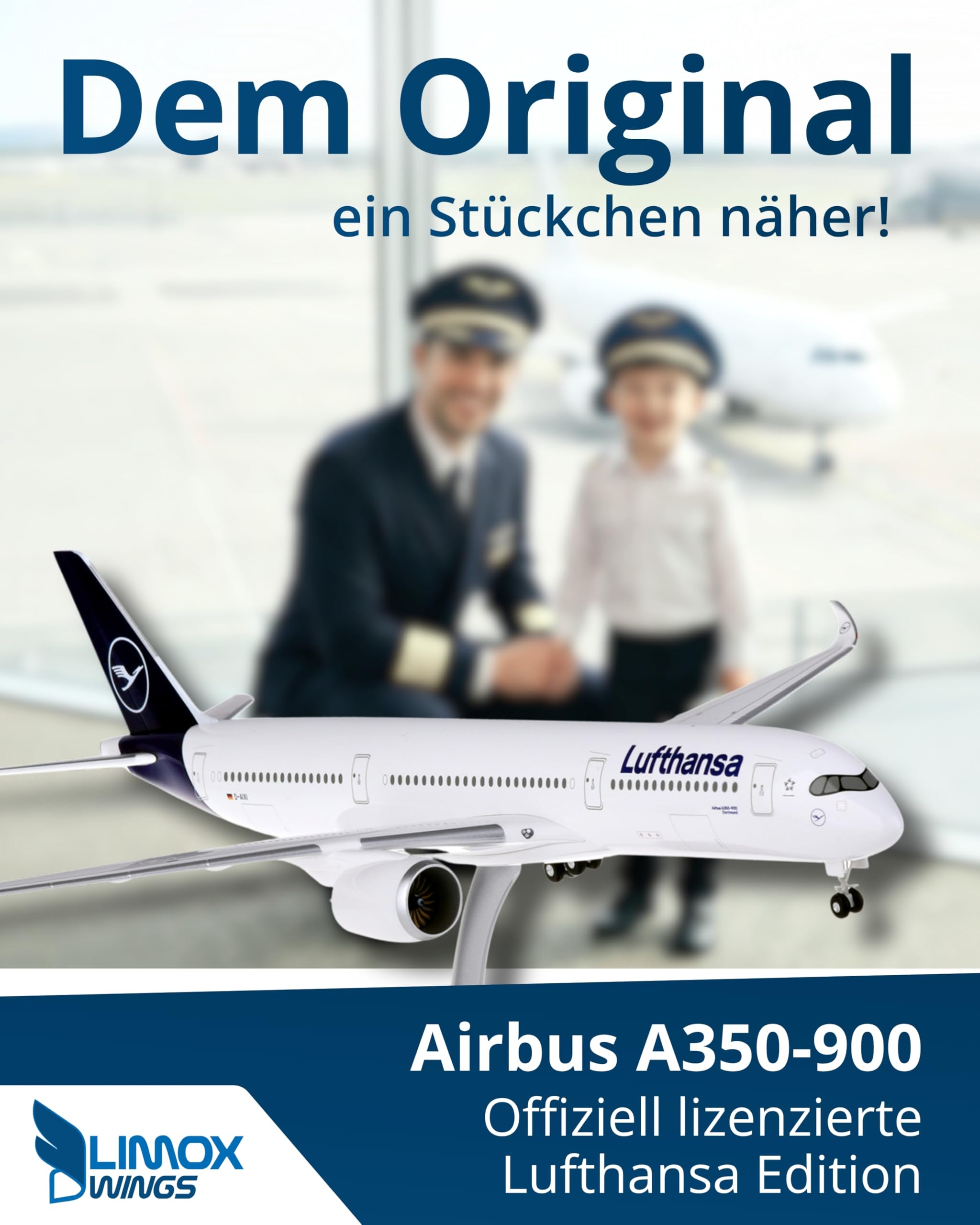Limox Lufthansa Airbus A350-900 D-AIXI – Modellflugzeug 1:200 I Offiziell Lizenziertes Flugzeugmodell mit Standfuß für Sammler & Luftfahrtfans I Detailgetreue Flugzeug Deko für Vitrine, Büro & Regal