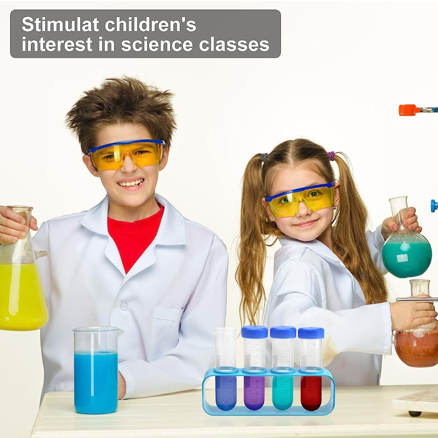 Pipeta dla dzieci, 9 sztuk, plastikowe pipety, 5 ml, probówki ze stojakiem, zestaw pipety z pipetą kroplową i stojakiem na probówki, do kreatywnych eksperymentów laboratoryjnych