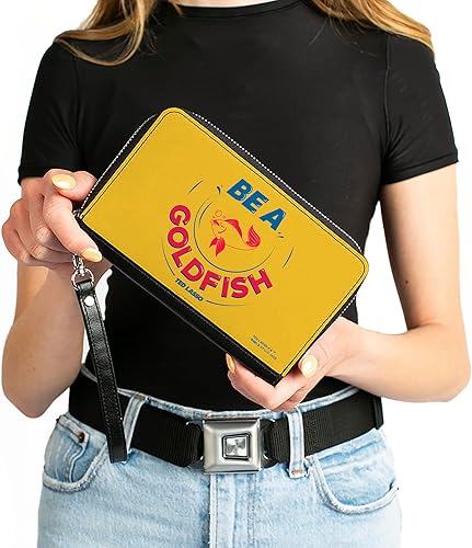 Miniatura 4 de Buckle-Down PU Zip Alrededor Cartera Rectángulo Ted Lasso Be a Goldfish Cita Amarillo Azul Rojo, Ted Lasso, Casual
