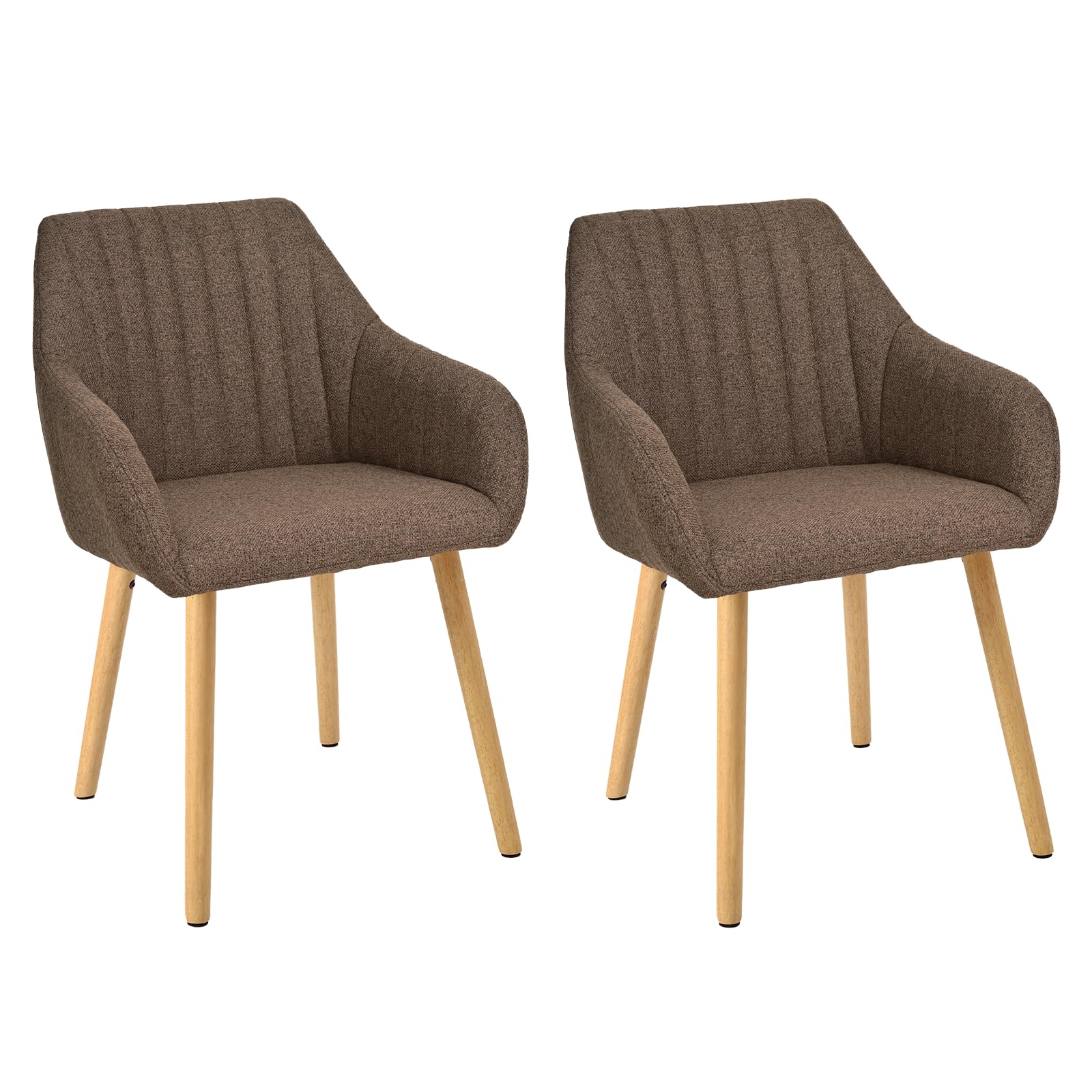 Goeurvant Dining Chairs Set of 2, Modern Kitchen Chairs with Backrest & Wooden Legs, Upholstered Armchairs for Living Room, Dining Room, Study, Polyester Fabric, Brown โ image 1