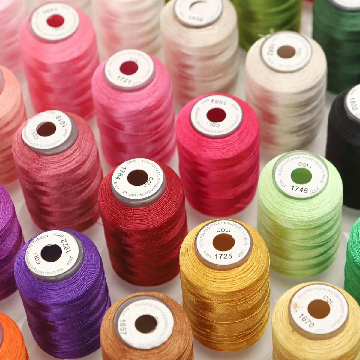 80 Farben/Set, 120D-Stickgarn, 500 m/Rolle, geeignet für 1200CN-Mehrkopf-Stickmaschinen