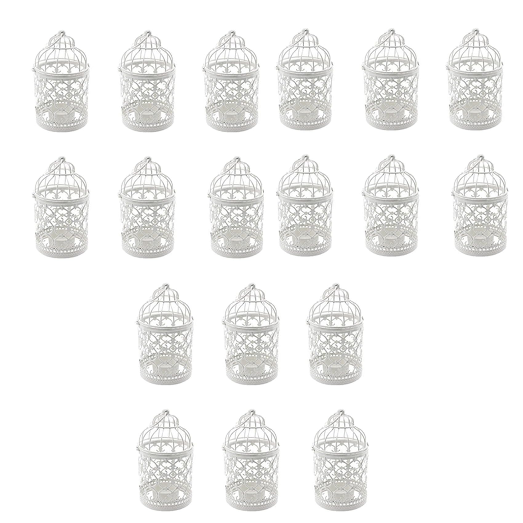 Vjsujehgy 18 Pcs Candle Tea Light Holders Metal Hanging Hollow Birdcage Lantern Vintage Decorative Centerpieces of Wedding Party
