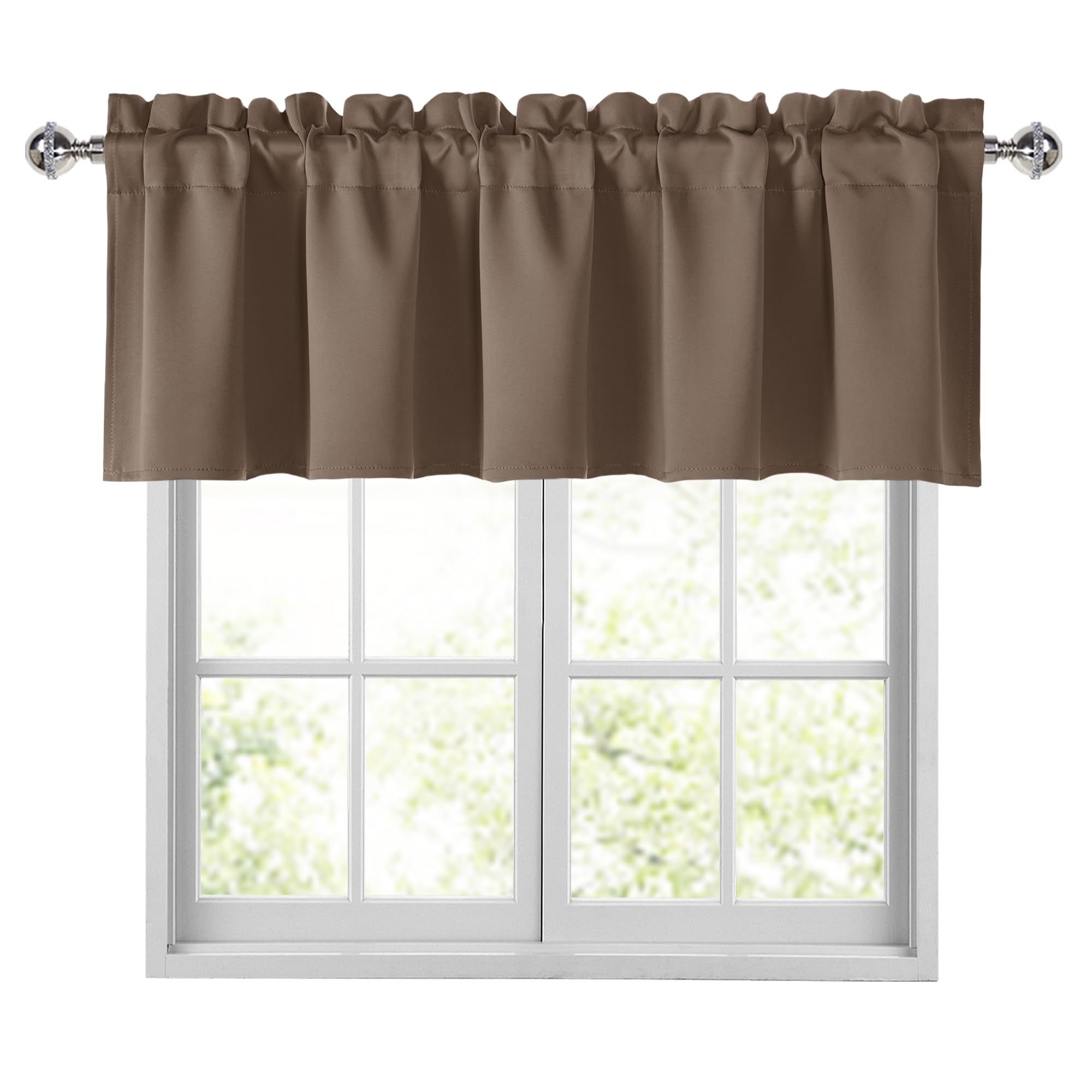 Cortinas de ventana pequeñas tipo cenefa caqui de 52x18 con instalación de bolsillo