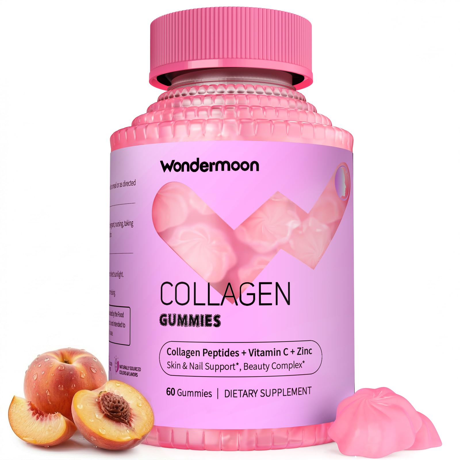 Wondermoon Collagen Gummies for Women -Hair, Skin, Nails Supports, 60 Count