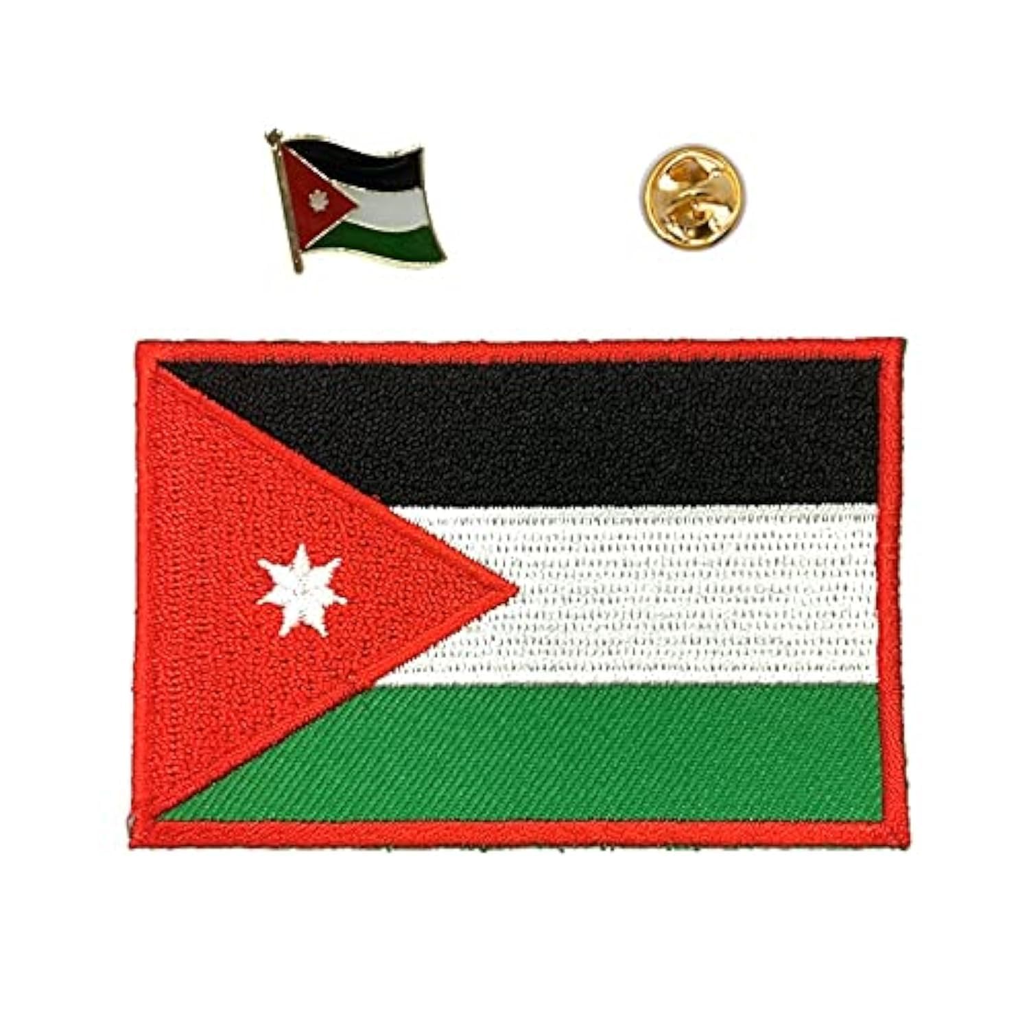 A-ONE Jordan Flag Patch + Metal Lapel Pin Set (330A, Pack of 2 Pieces)