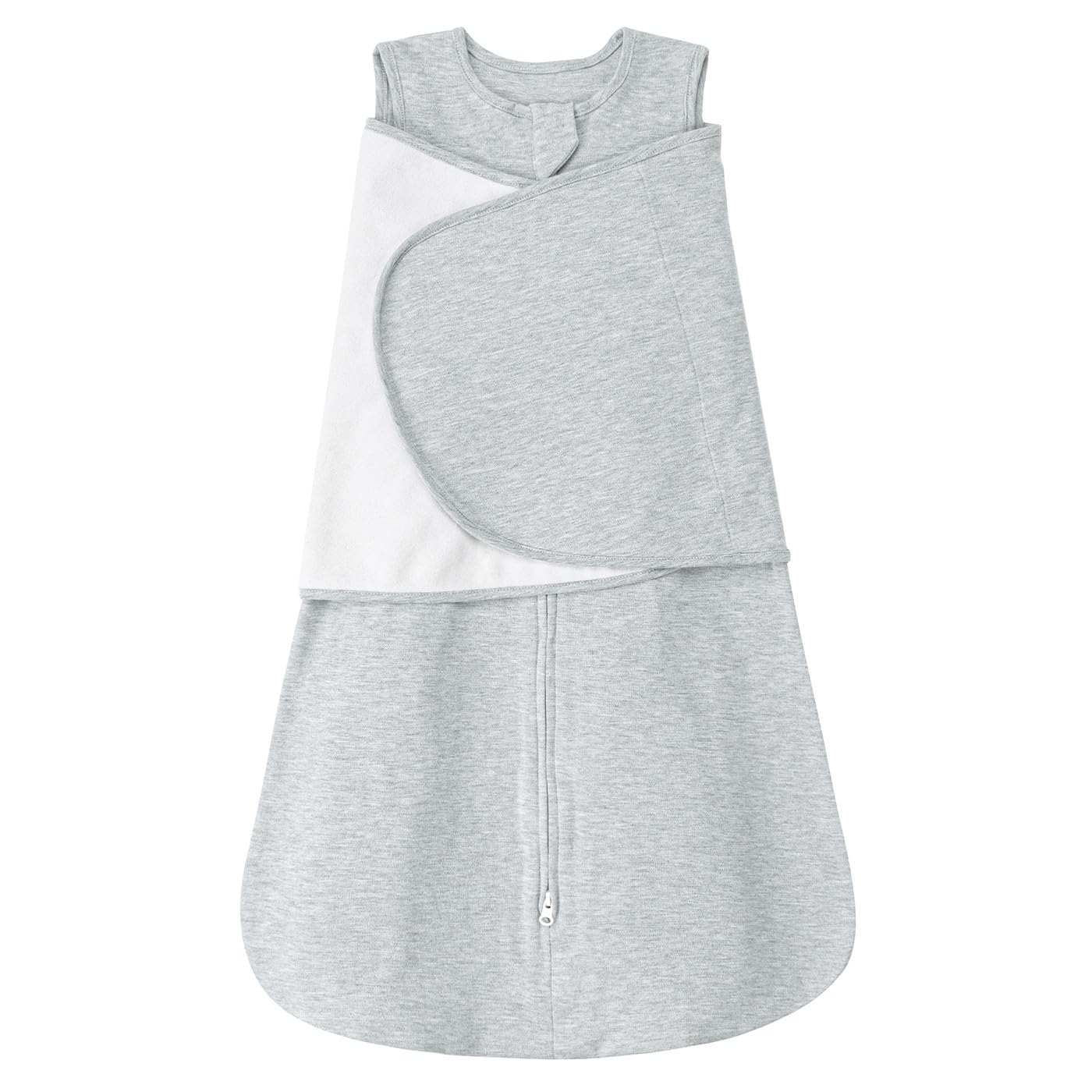 LILBESTIE Baby Sleeping Swaddle Bag 1.0 Tog 3-in-1 Adjustable Silent Hook Baby Swaddle Blanket Wrap 100% Cotton 0-6 Months, Grey