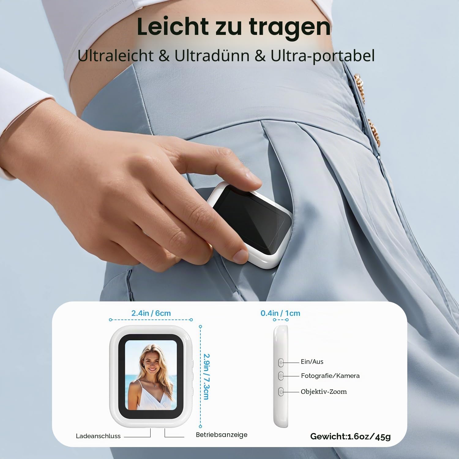 yAyusi Mini Magnetischer Vlog-Selfie-Monitor-Bildschirm für iPhone, Kompakter Tragbarer Rückkamera-Monitor, Handy-Monitor-Bildschirm, Handy-Spiegel für Rückkamera-Aufnahmen/Streaming/TikTok/YouTube