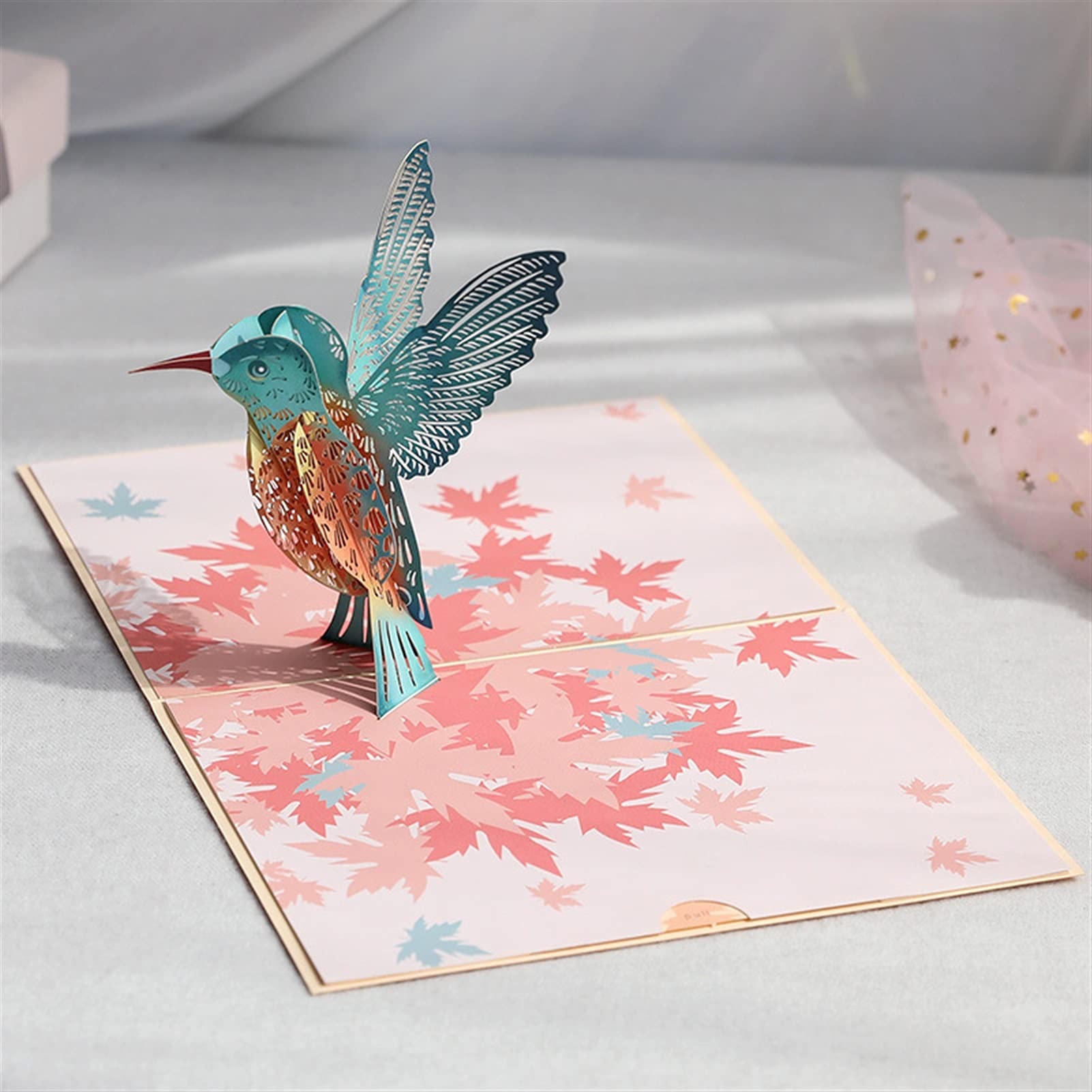 Grußkarte Grußkarte 3D Pop- up Kolibri Vogel Gruß Denken an Sie Karte für Geburtstag Vatertag Muttertag Hochzeit Umschlag Geburtstagskarten Geburtstagskarte (Quantity : 4 pc)