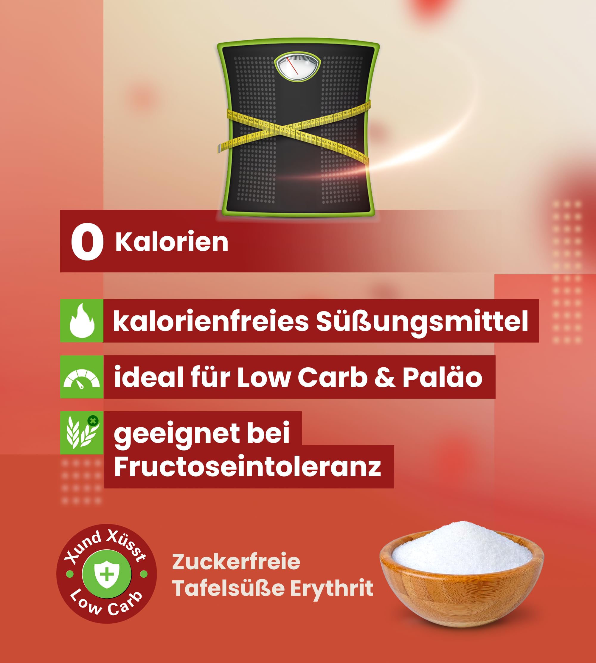 20kg Erythrit | 20 x 1kg Standbeutel | zuckerfreie Tafelsüße | 0 Kalorien | vegan | 70% Süßkraft von Zucker | ohne Gentechnik