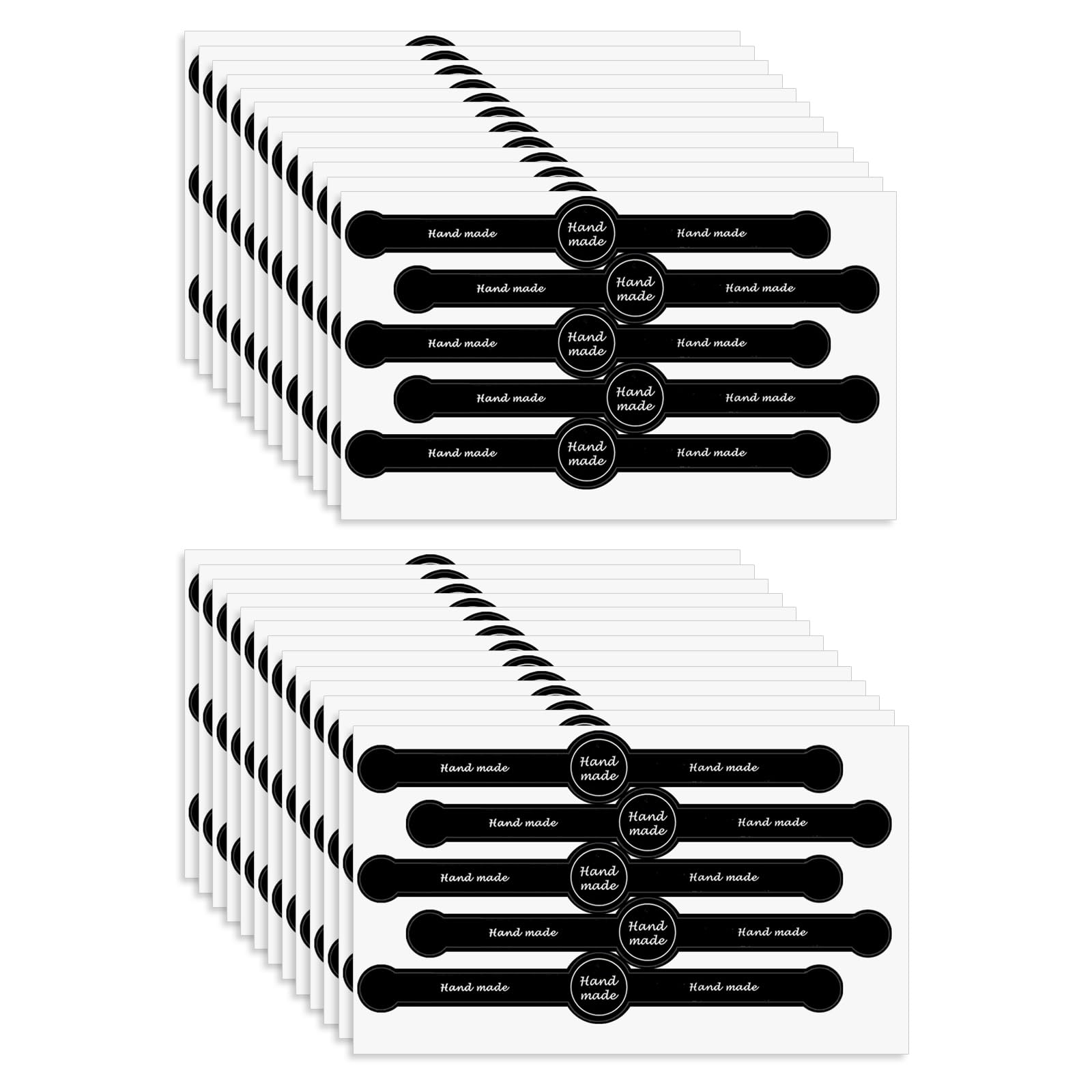 Realand 250pcs Handmade Food Baking Seal Stickers, Black Self Adhesive Bakery Stickers, 18cm Strip Tamper-Proof Packaging Sealing Labels for Lollipop Cake Cookie
