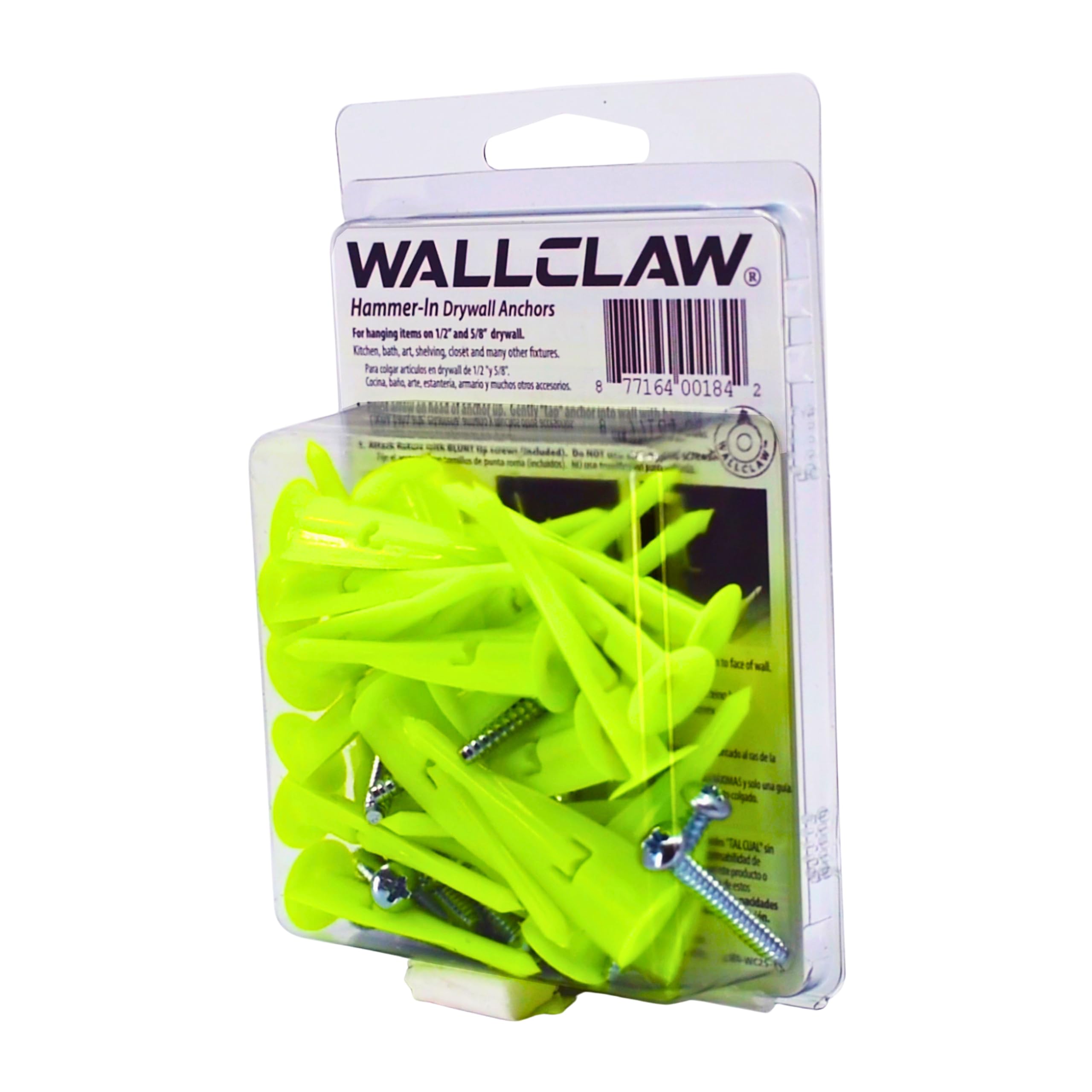 wallclaw anclajes pck-wc25-ys de imitación de yeso ancla y tornillos (25 unidades)