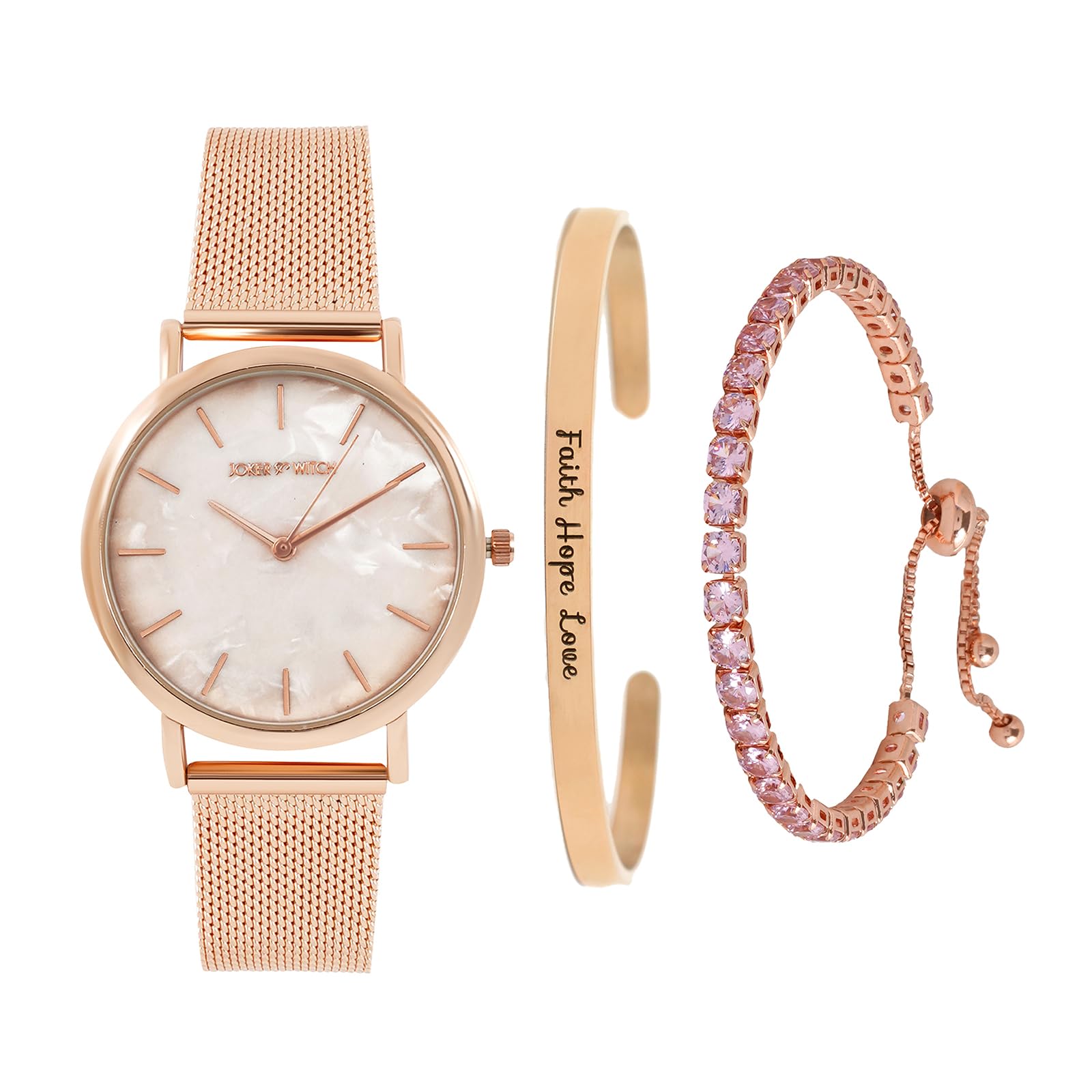 joker & witch Stainless Steel Women Reagan White Dial Rose gold Band Analog Watch Bracelet Stack-picture-31