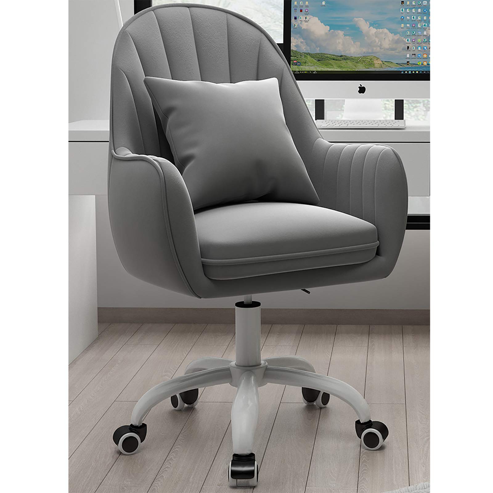 Chaise de bureau ergonomique velours avec accoudoirs pour posture saine