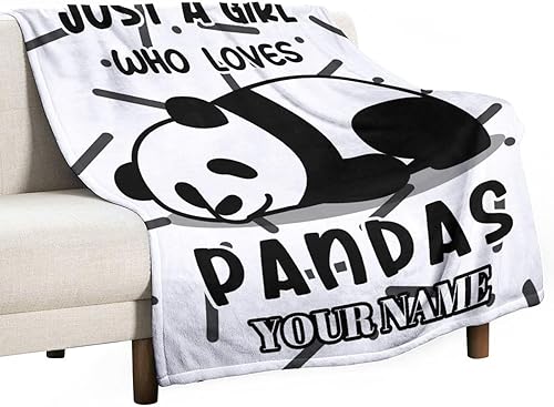 Miniatura 117 de Manta de panda personalizada con nombre, 30 x 40 pulgadas, bonita manta para niños, mantas de felpa suave colorida para sofá, oficina