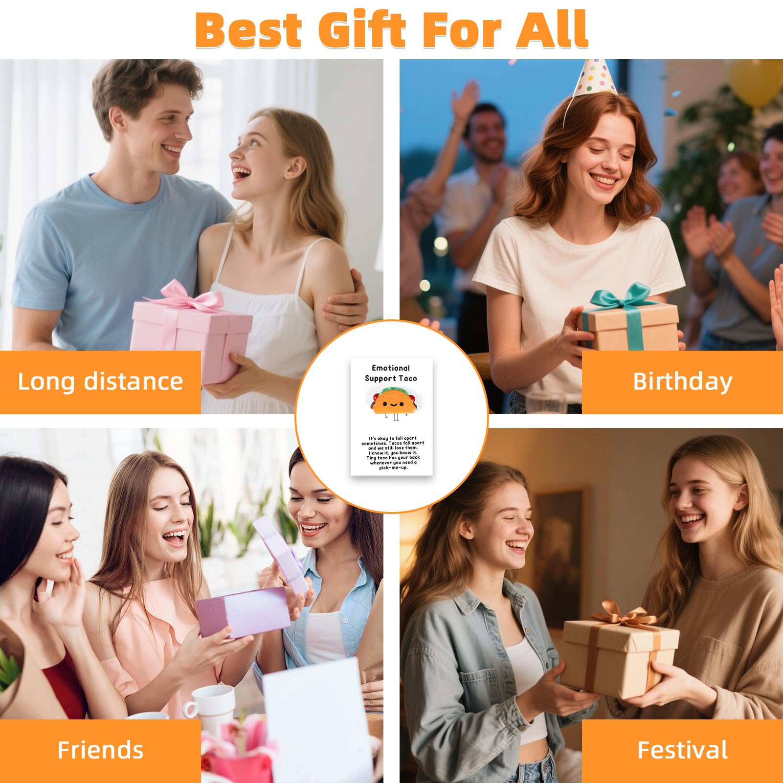 PLwelth Pocket Hug Taco Token Cute Food Emotional Support Gifts with Inspirational Positive Greeting Card for Friends Coworkers Employee Long Distance Relationship Birthday Christmas Gift Funny Gifts