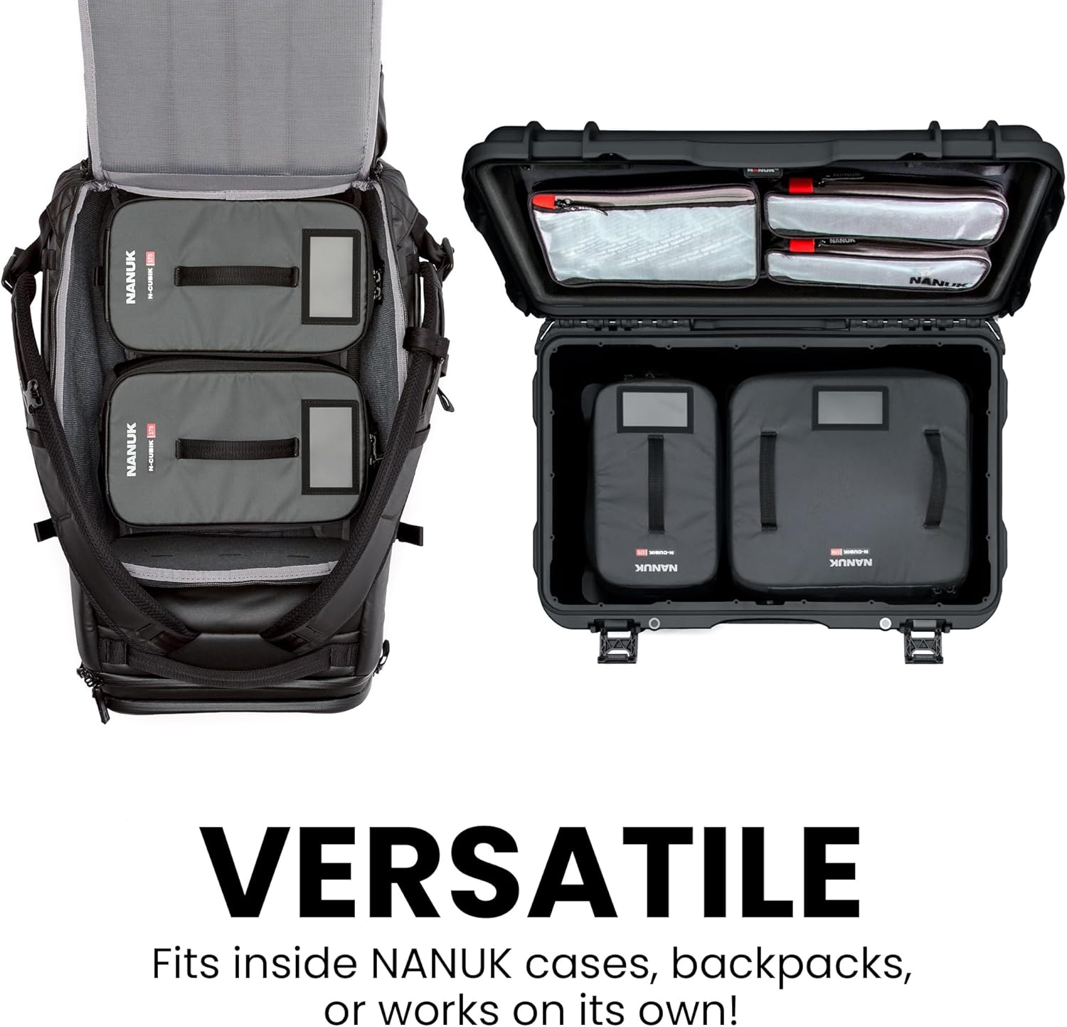 NANUK N-Cubik 17S Camera Bag Insert with Shoulder Strap – Small Water-Resistant Cube – Shockproof Protective Camera Insert for Backpack – Perfect for Tech Gear & Accessories (11.4” x 7” x 6.6”)
